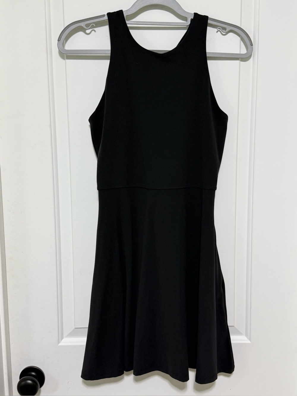 Athleta Black Sleeveless Mini Fit-and-Flare Dress